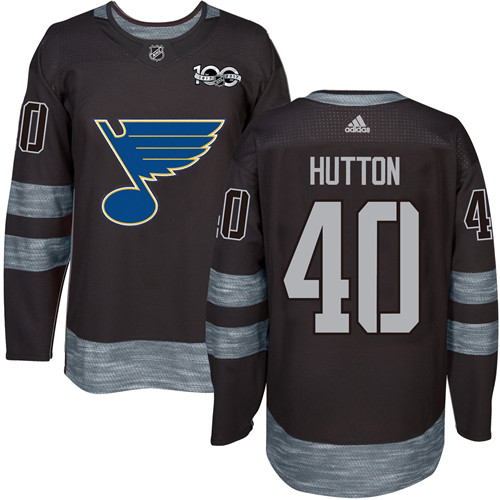 Adidas Blues #40 Carter Hutton Black 1917-100th Anniversary Stitched NHL Jersey - Click Image to Close